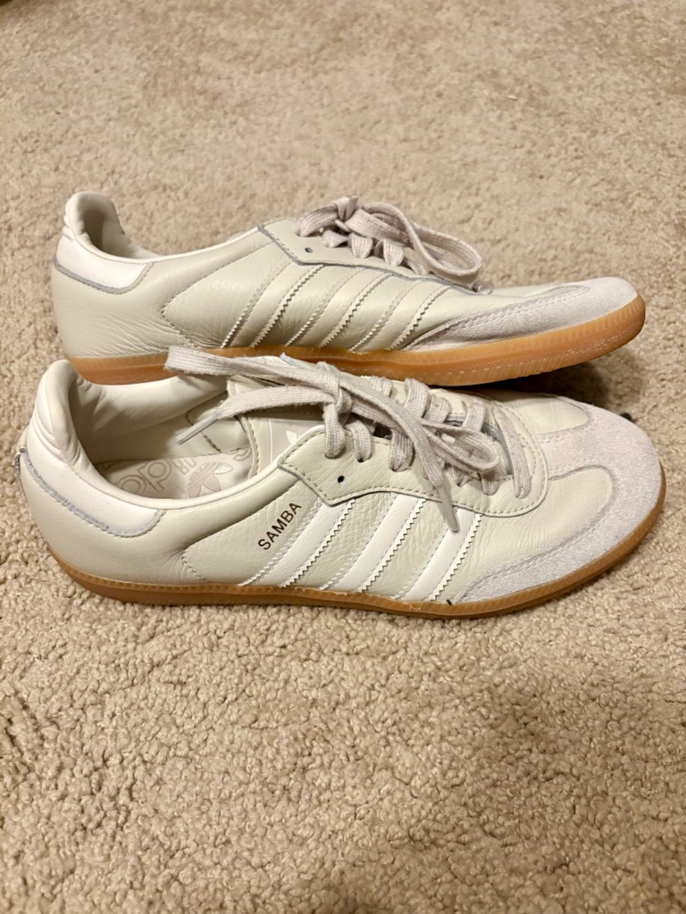 adidas Samba Off-White Leather Sneakers with Gum Sole